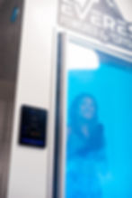 woman, cold therapy, freezing, blue lights, cryotherapy, everest, cryobuilt