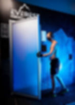 man, walking in, fridge, cryotherapy chamber, cryobuilt, cold therapy, fitness, wellness