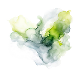 Watercolor of green, grey & white smoke (earth)