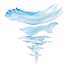 Watercolor of blue & white funnell (wind)