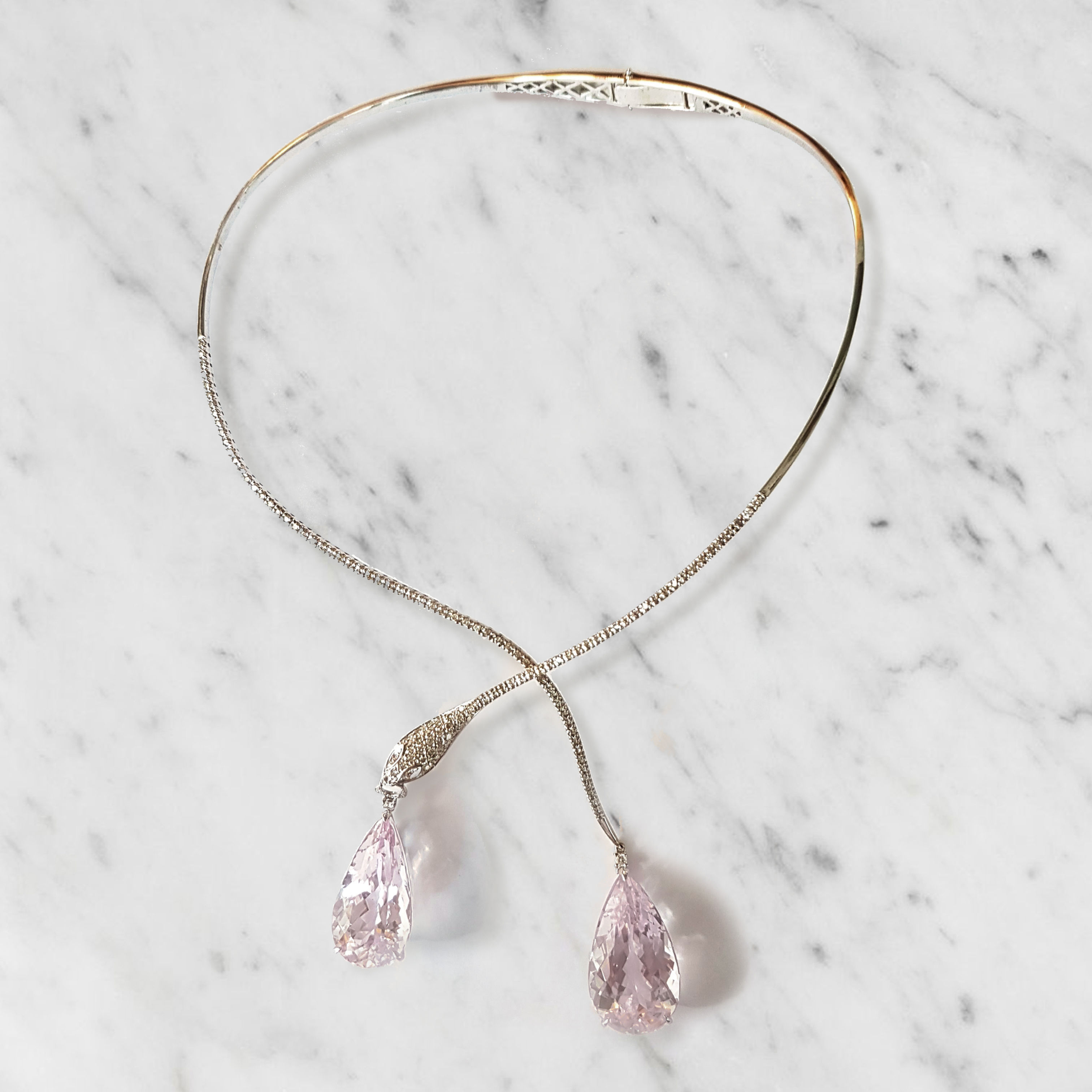 Kunzite Snake Necklace