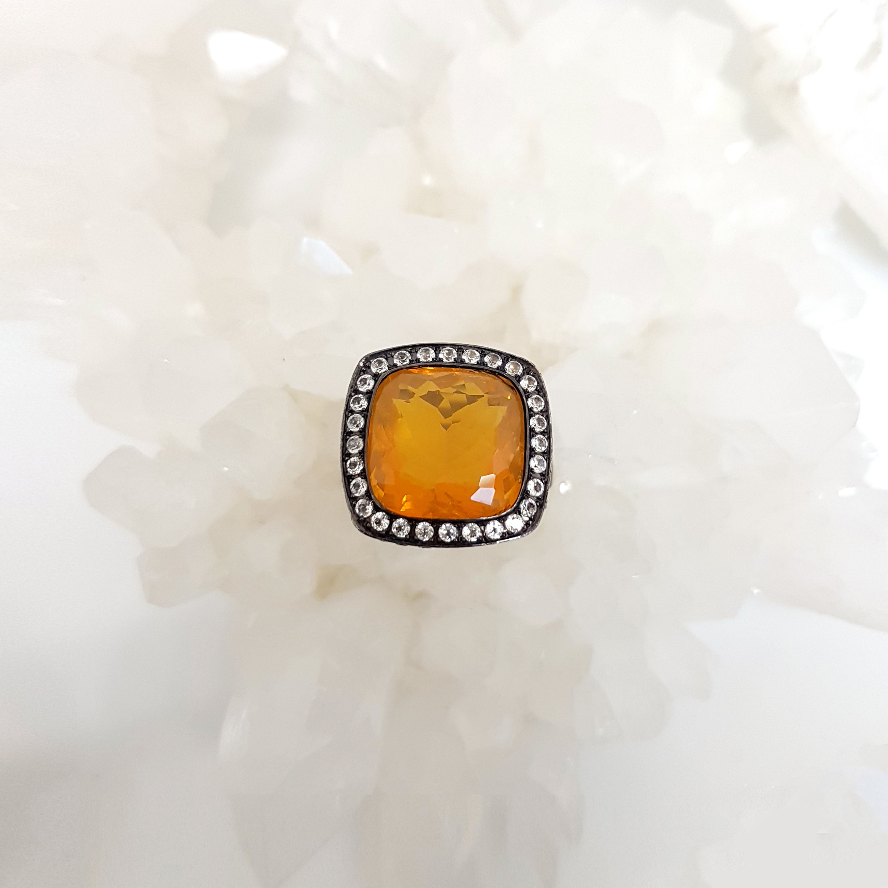 Yellow Orange Opal Ring
