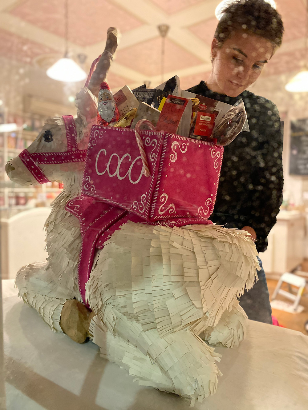 Reindeer Christmas Shop Window Sweet Shop Sustainable Eco Plastic Free Recyclable Paper