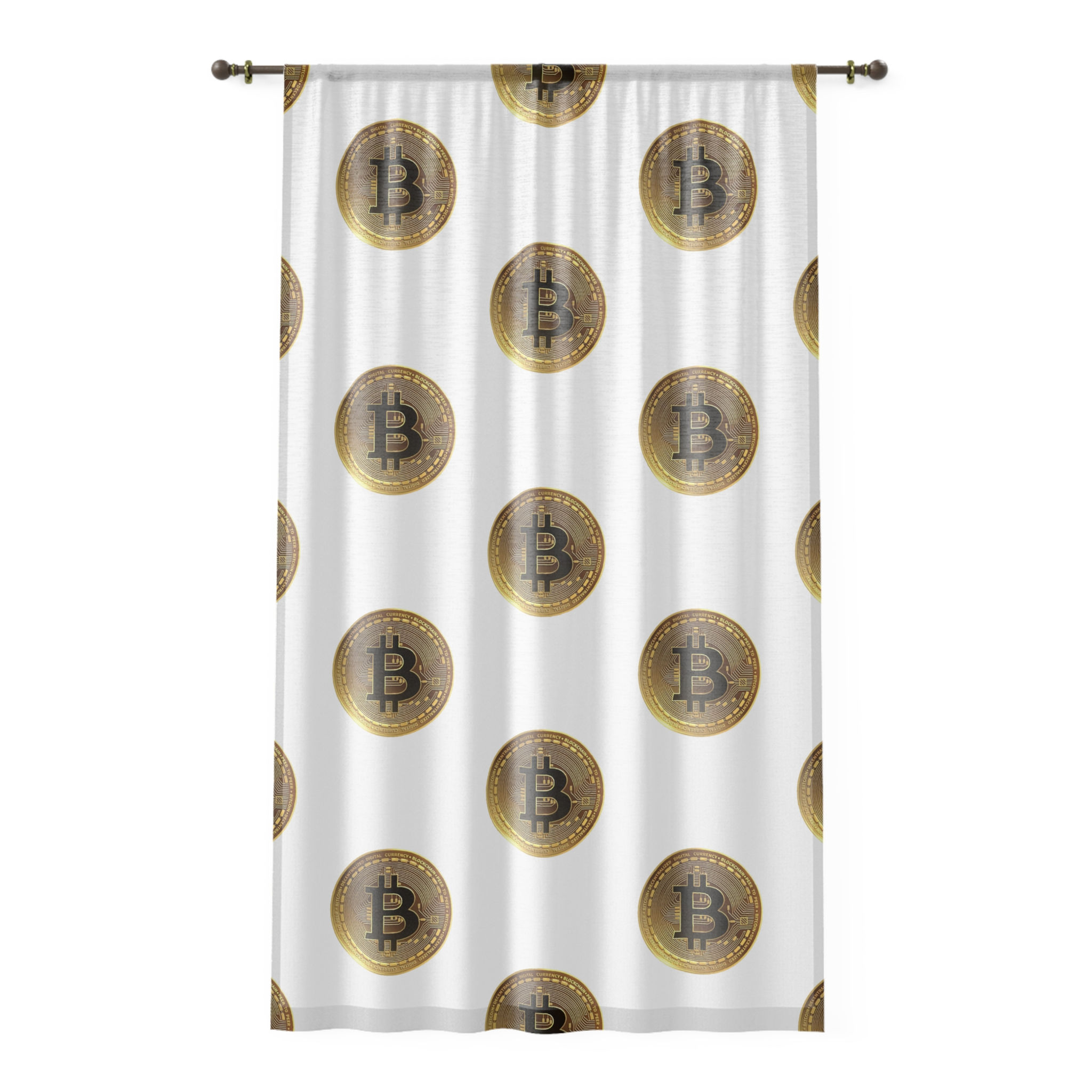 Bitcoin Pattern Window Curtain | Cryptocurrency Decor