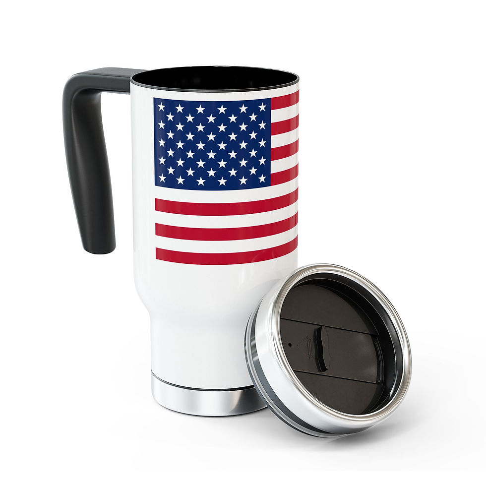 Thumbnail: American Flag, Patriotic Coffee Cup, Stainless Steel Mug with Handle, 14oz