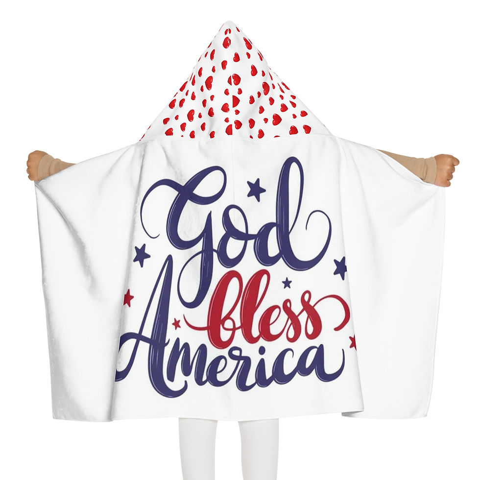 Thumbnail: Youth Hooded Towel with 'God Bless America' Design