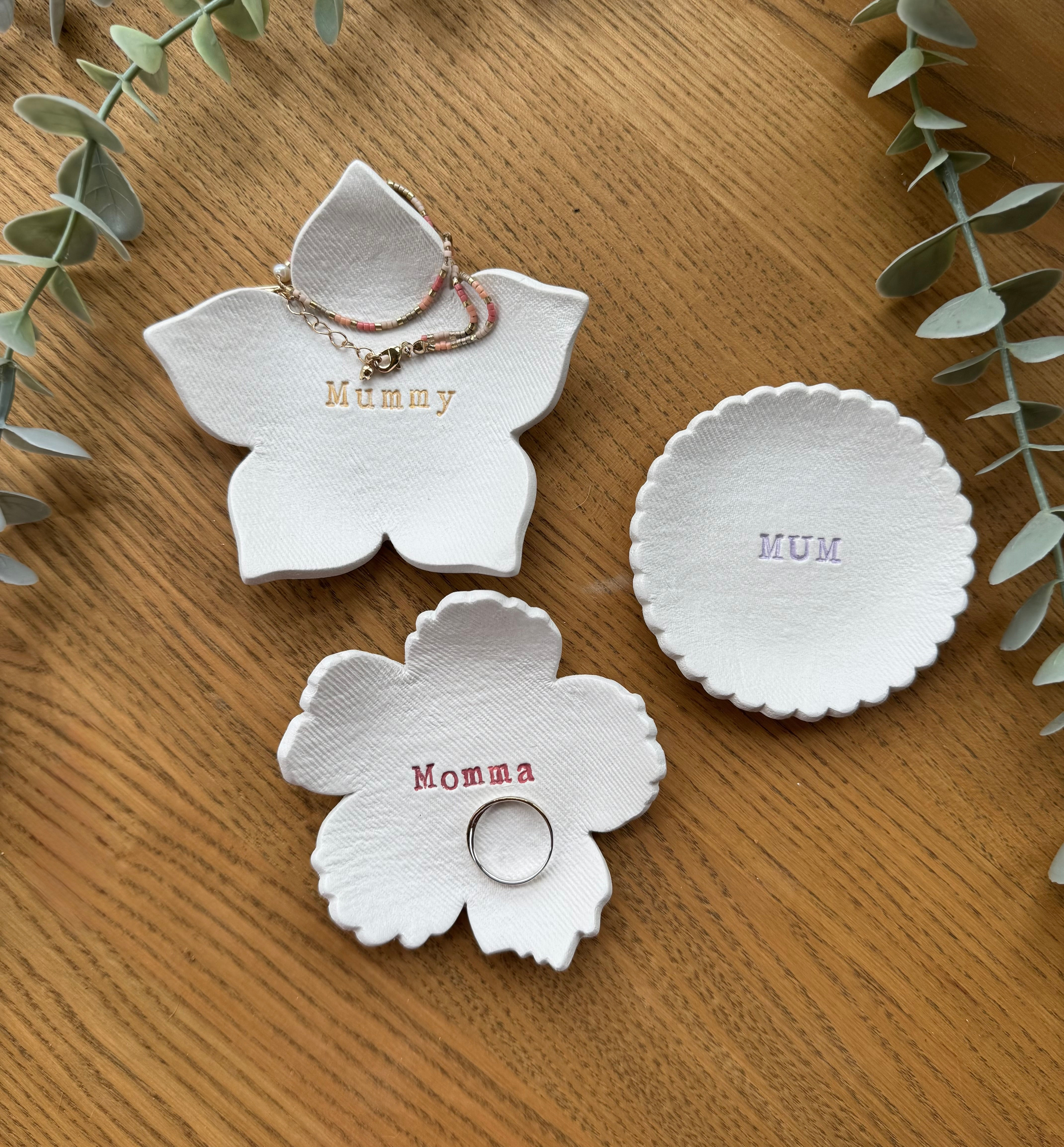 Textured flower trinket dish collection