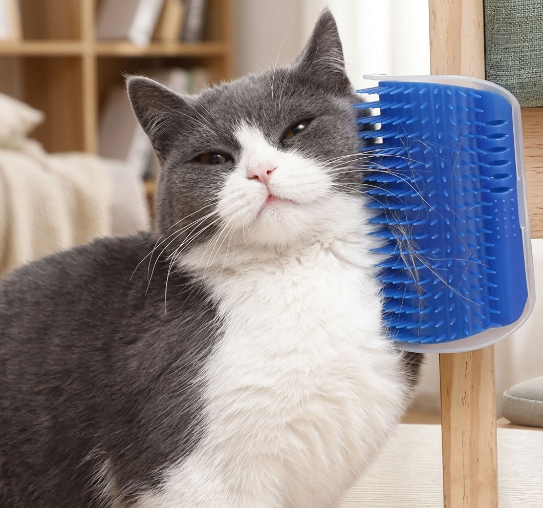 Corner Cat Grooming Brush - Wall-Mounted Self-Massage