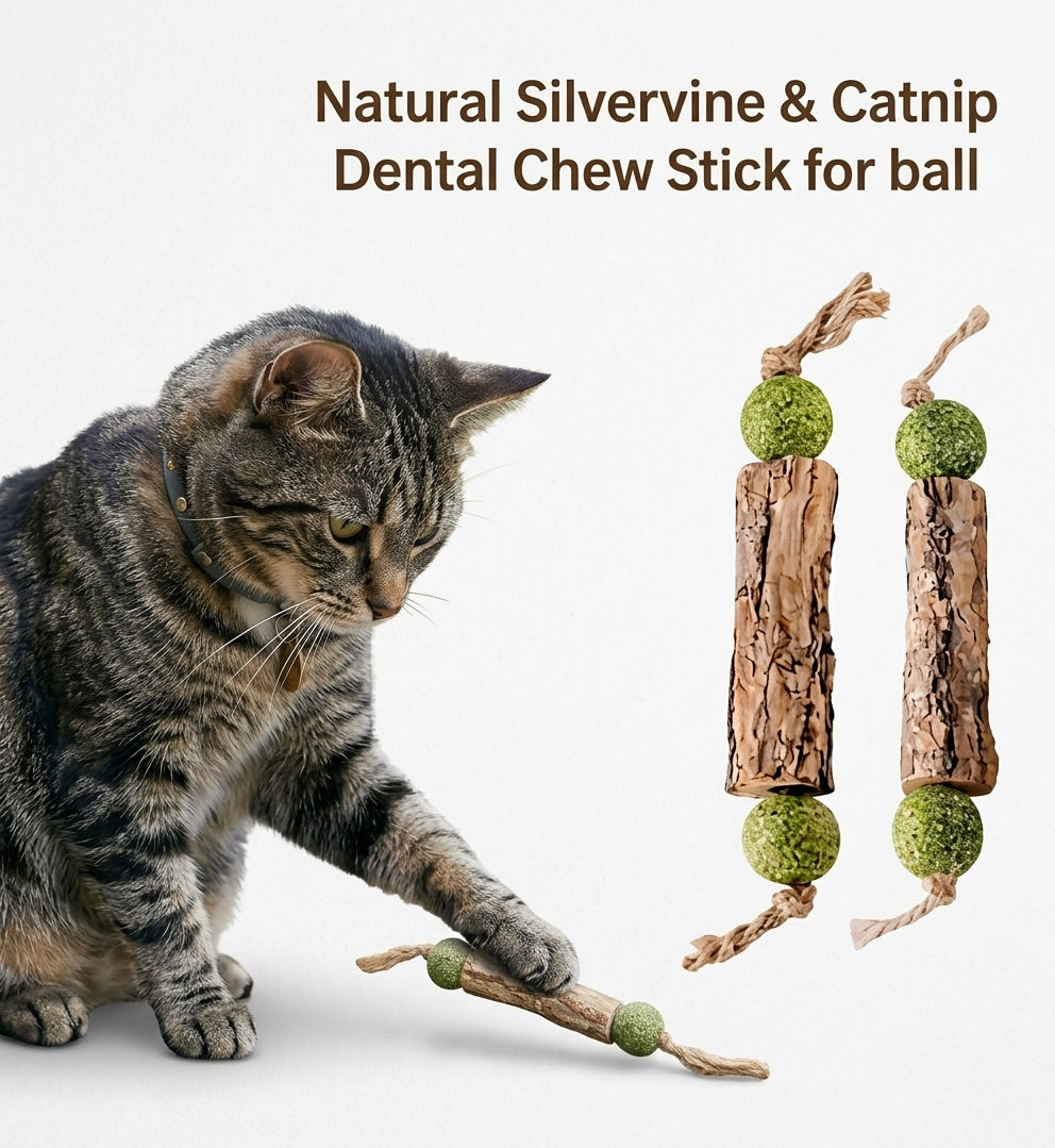 Natural Silvervine & Catnip Dental Chew Stick for Cats