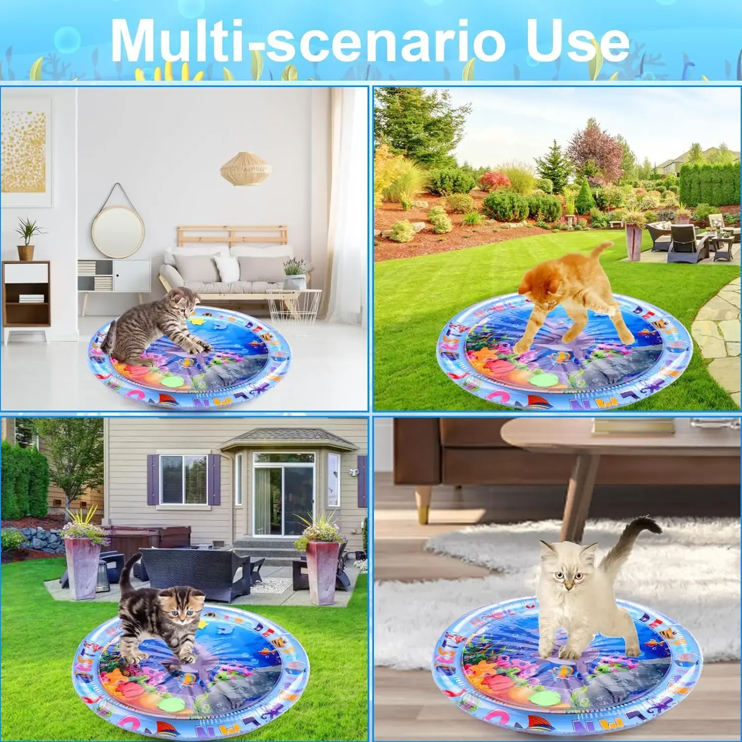 SplashPaws β Thickened Inflatable Ocean Sensory Water Mat for Cats