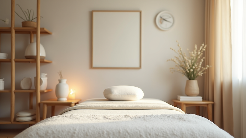 Eye-level view of a serene therapy room with calming decor