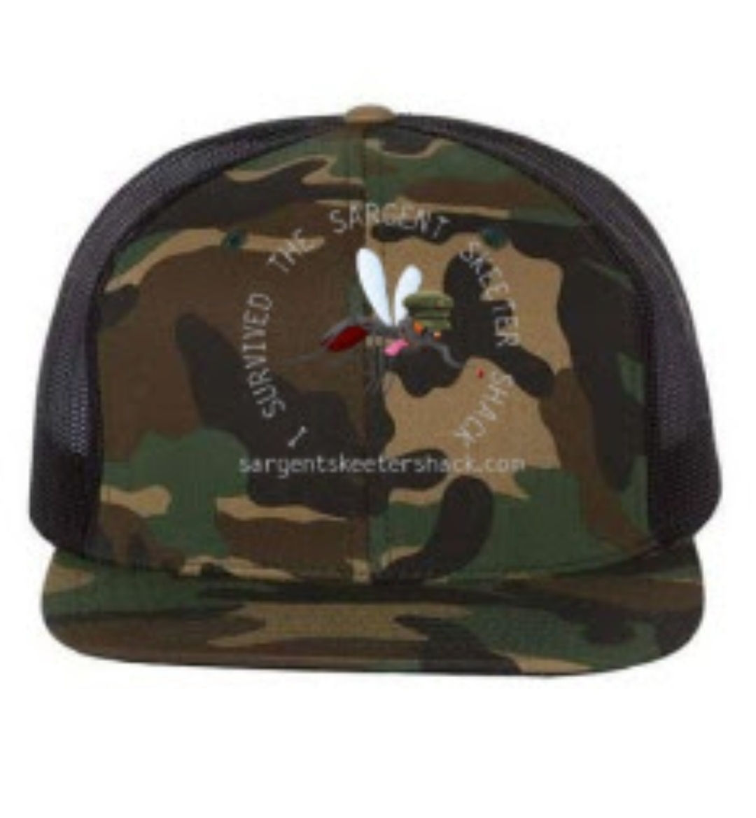 Camo Flat Bill Trucker Style Snap Back Hat
