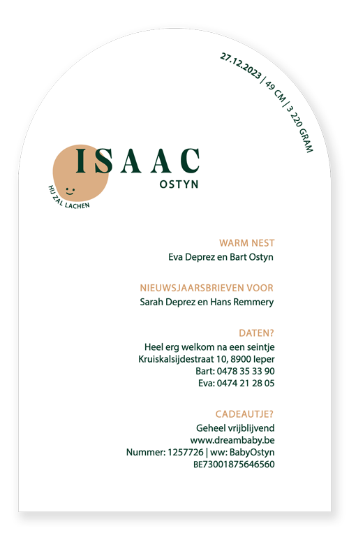 GEBOORTEKAARTJE ISAAC
