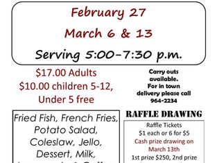 Lenten Fish Fry held on February 27th and March 6th and 13th at Saint Joseph's in Garnavillo