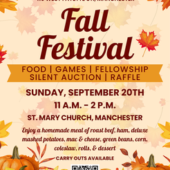 Saint Mary Parish in Manchester to host a Fall Festival on Sunday, September 20th