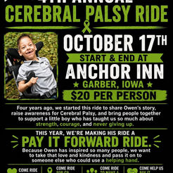 Owen's 4th Annual Cerebral Palsy Ride is Saturday, October 17th