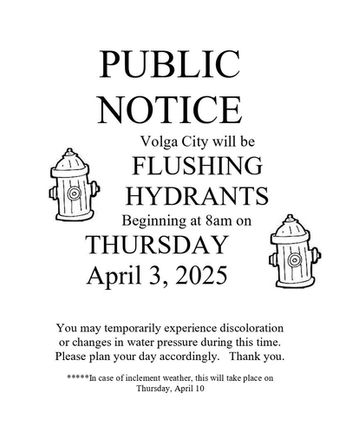 Volga Flushing Hydrants/Spring Cleanup