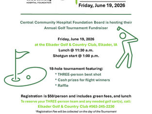 Central Community Hospital Foundation Golf Fundraiser Tournament will be held on Friday, June 19th