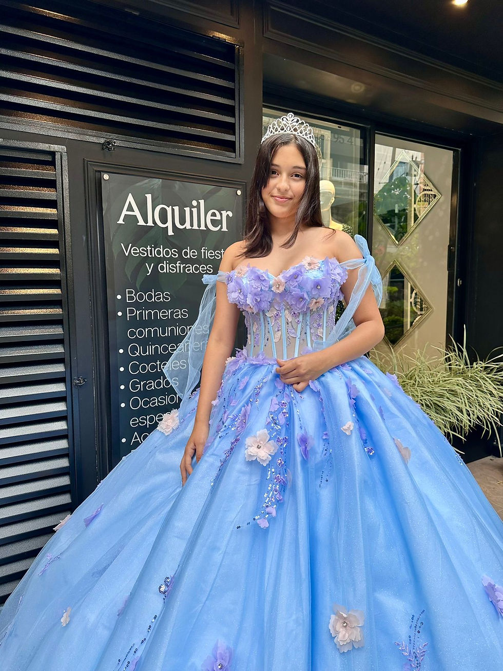Miniatura: Vestido 15s azul con morado