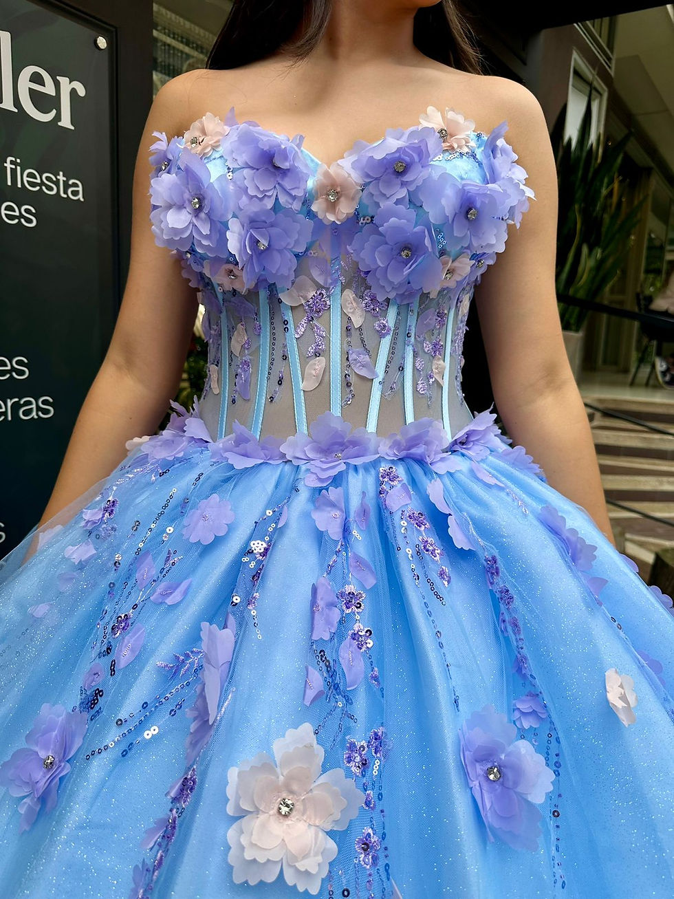 Miniatura: Vestido 15s azul con morado