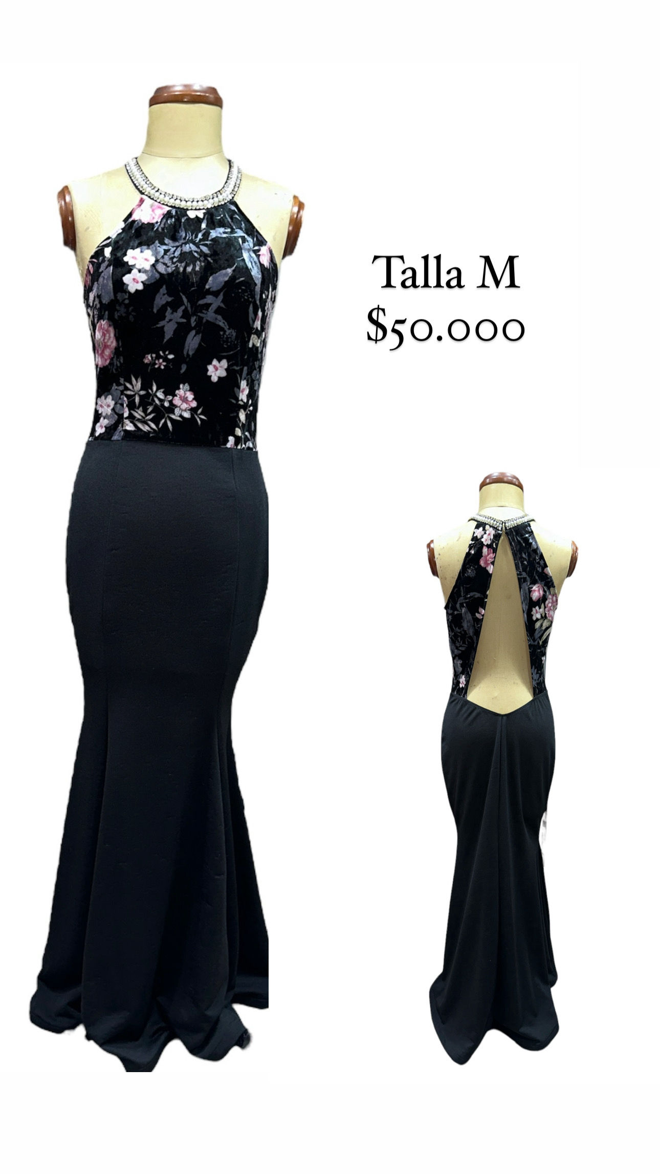 Vestido negro estampado