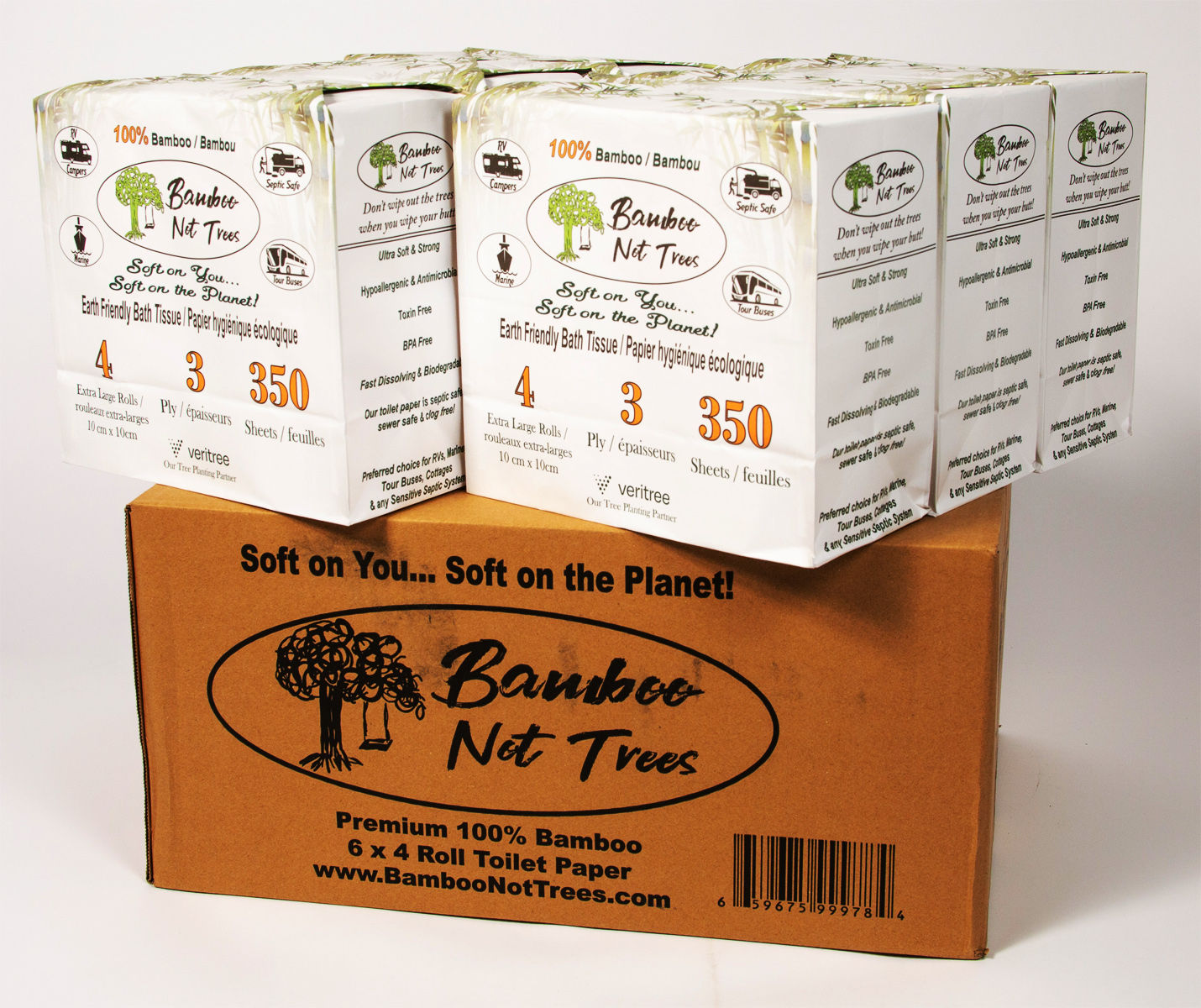 1 Case - 6 x 4 Packs | Naked / Unwrapped Toilet Paper
