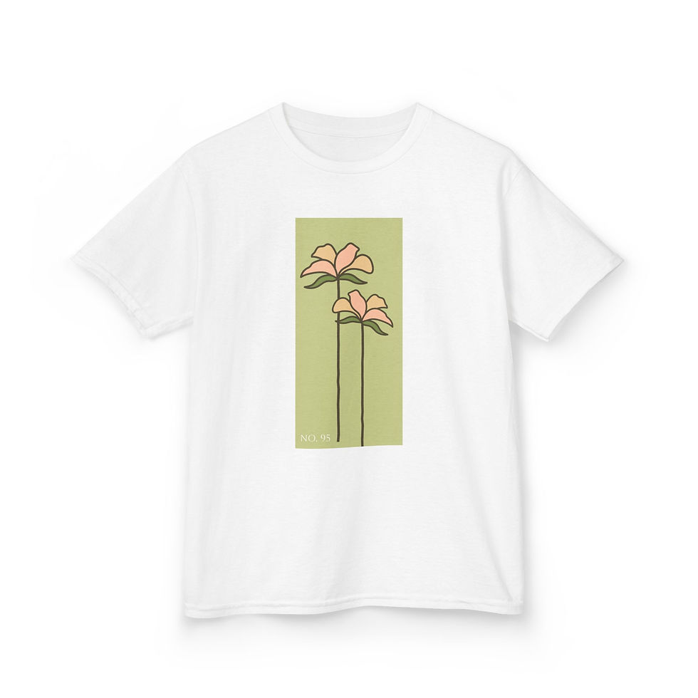 Thumbnail: No. 95 LMNOP LITTLES Kid Floral Botanical Tee — Minimal Artsy Pink Flowers Shirt