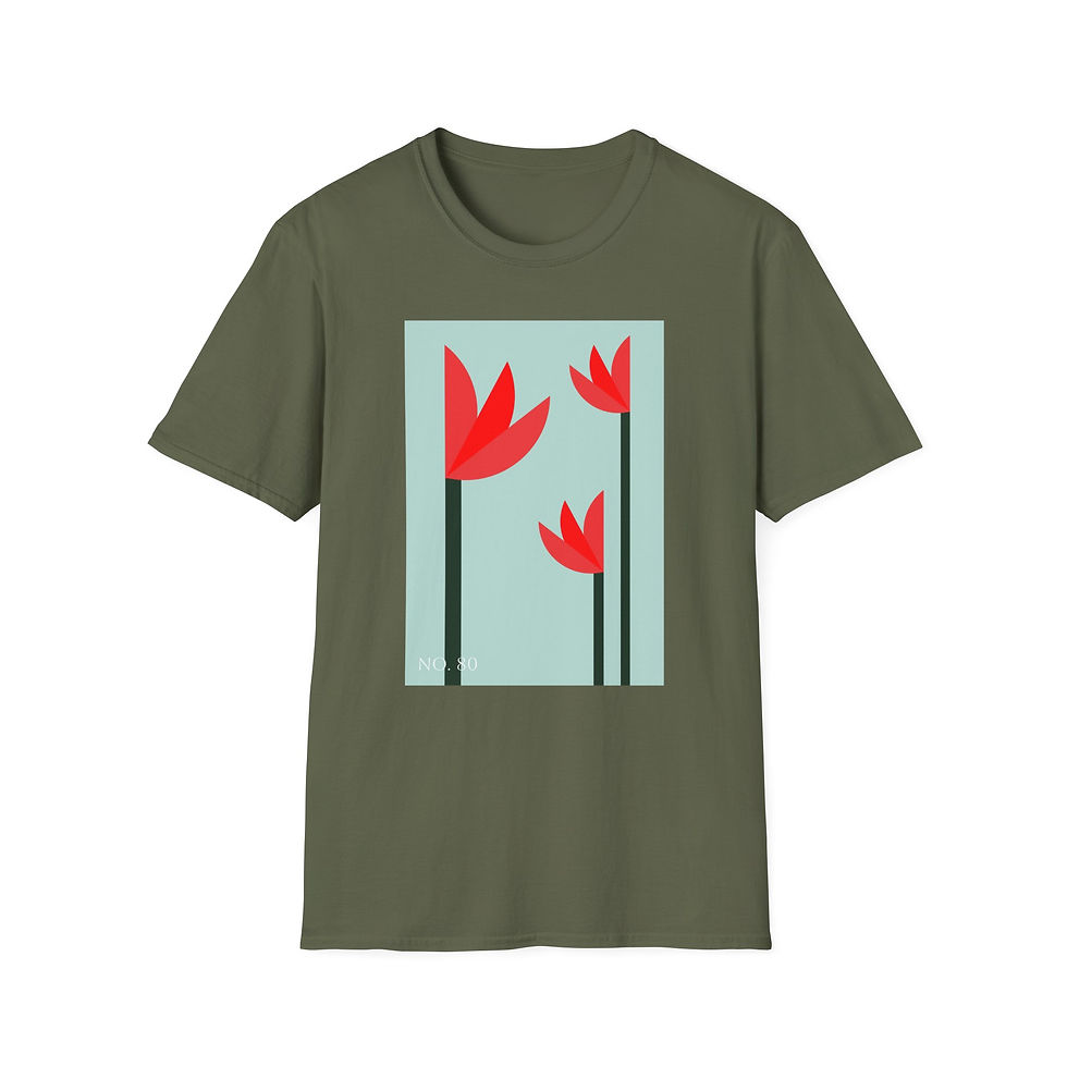 Thumbnail: No. 80 Minimal Red Tulip Graphic T-Shirt — Modern Floral Tee for Spring