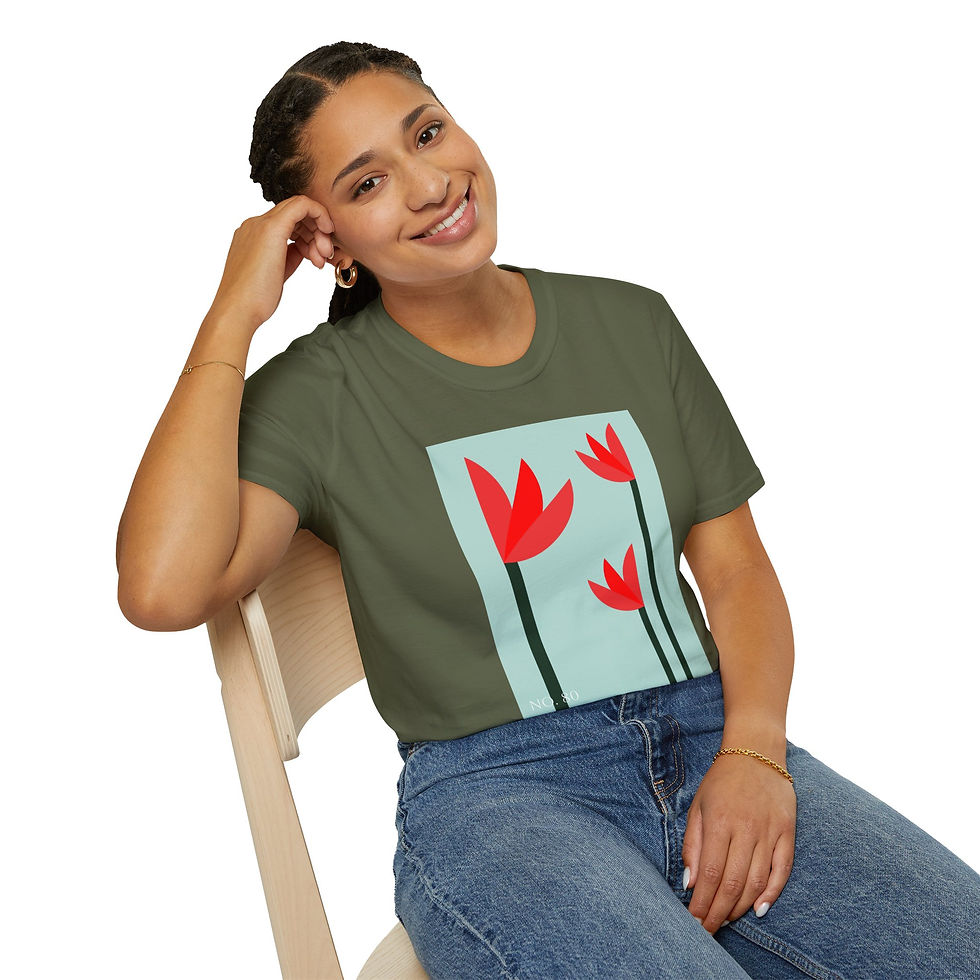 Thumbnail: No. 80 Minimal Red Tulip Graphic T-Shirt — Modern Floral Tee for Spring
