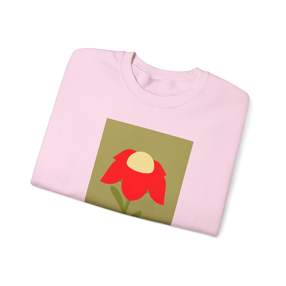 Thumbnail: No. 107 Modern Floral Minimalist Crewneck Sweatshirt — Red Daisey Bloom Graphic