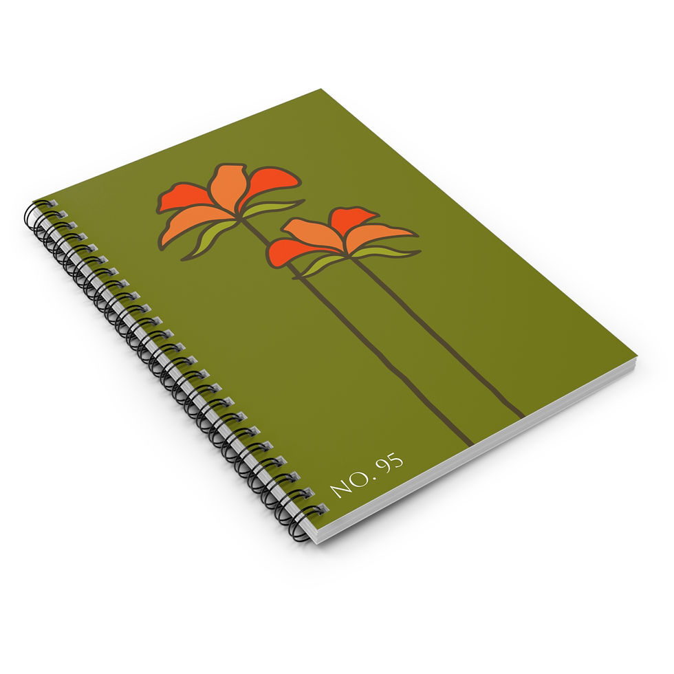 Thumbnail: No. 95 Botanical Spiral Notebook — Modern Abstract Olive Floral Ruled Journal