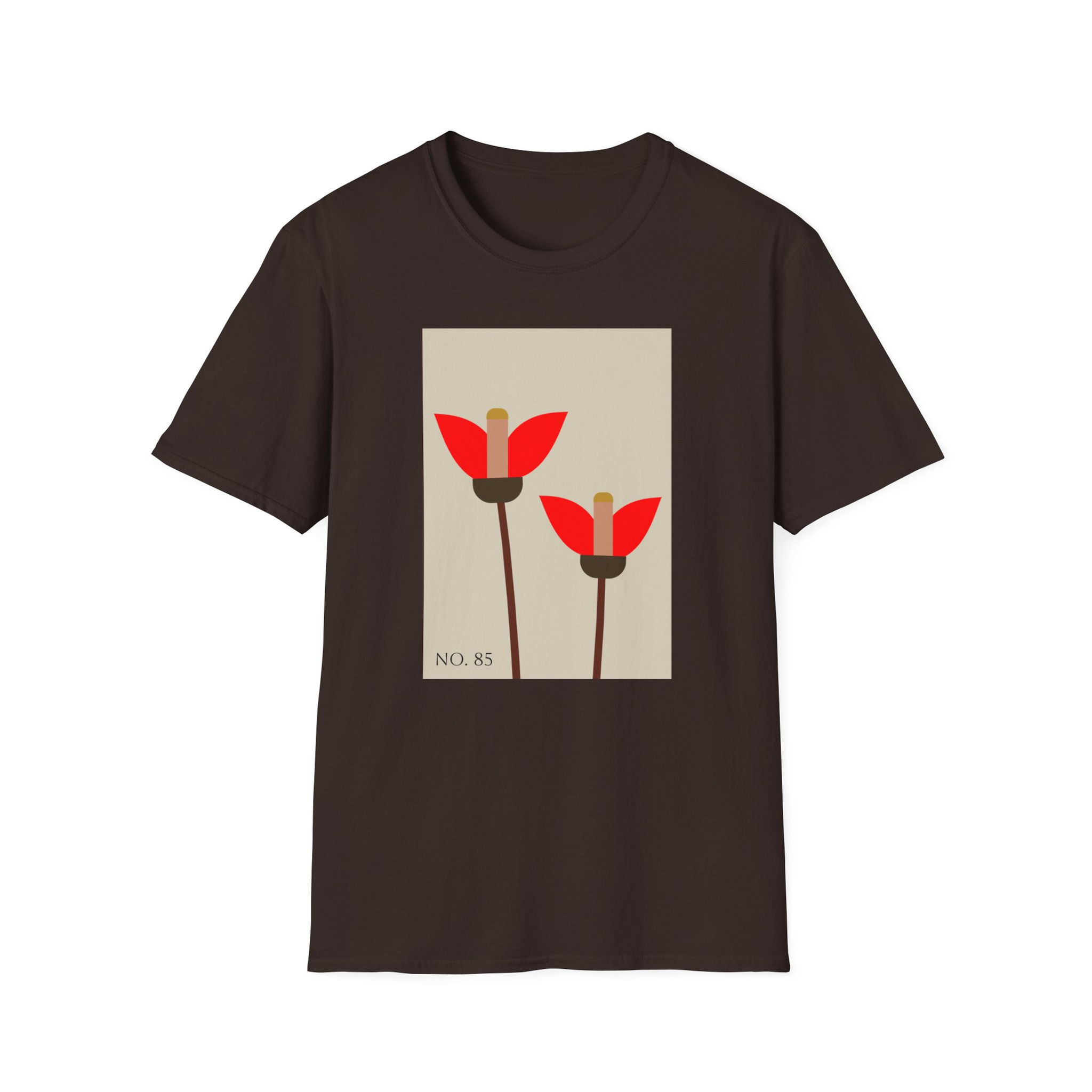 No. 85 Minimalism Abstract Artsy Red Tulip Garden Graphic T-Shirt