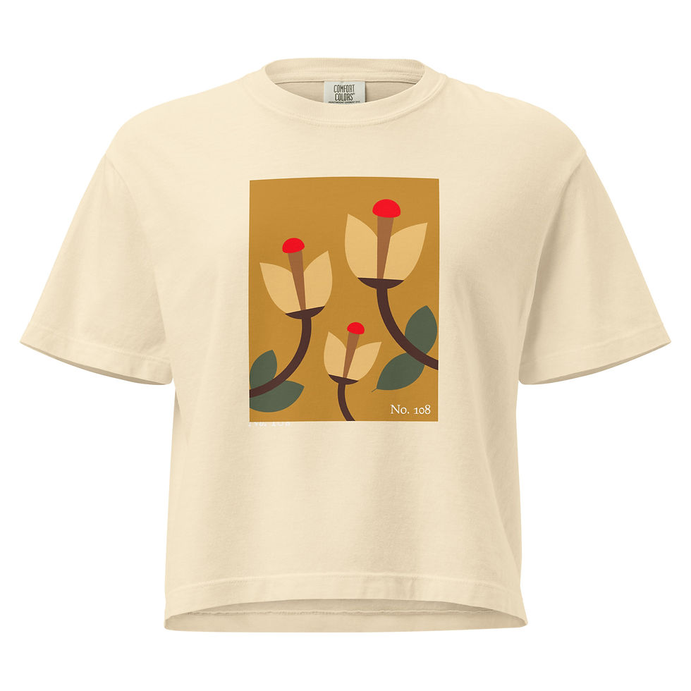Thumbnail: No. 108 Botanical Floral Modern Women’s Boxy tee - Minimalist Artsy Tulip TShirt