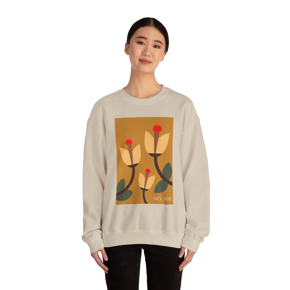Thumbnail: No. 108 Modern Botanical Floral Crewneck Sweatshirt — Midcentury Abstract Artsy