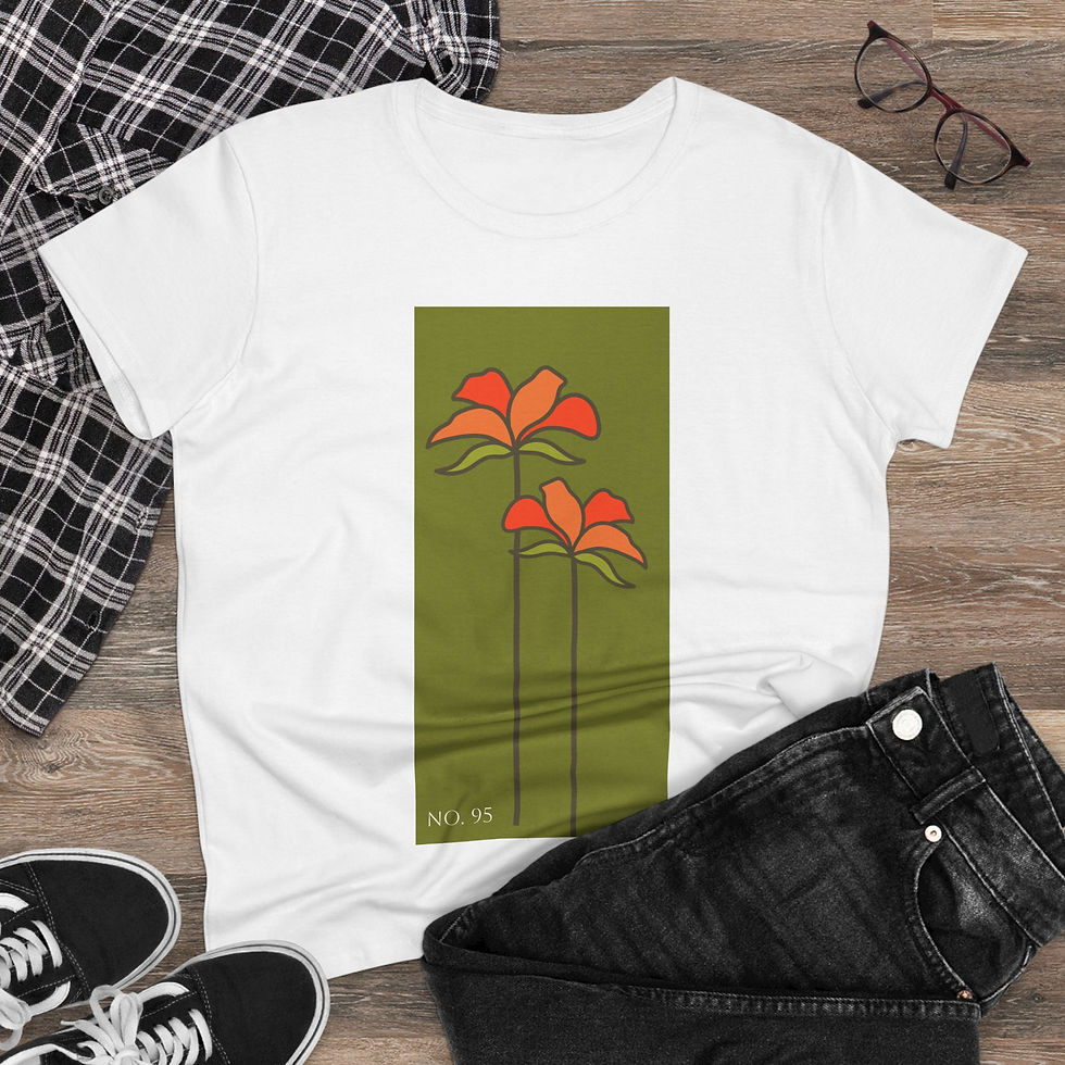 Thumbnail: No. 95 Floral Minimalist Tee — Retro Botanical Artsy Abstract Modern Bloom Shirt
