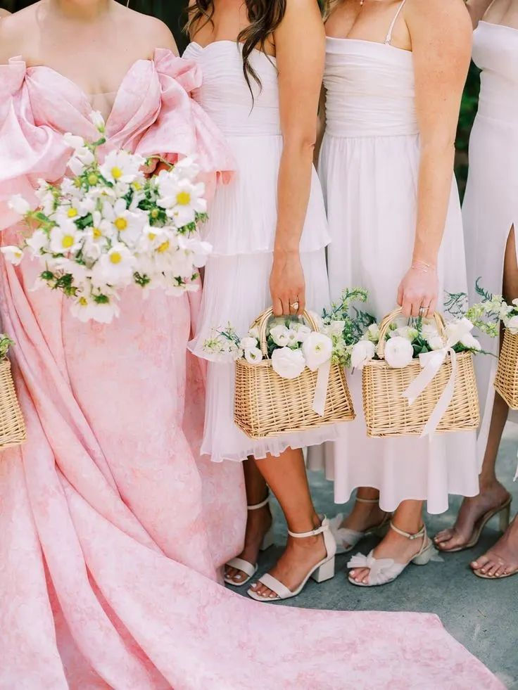 bridal baskets, basket bouquets, bridal party