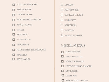 Wedding Day Emergency Kit Checklist