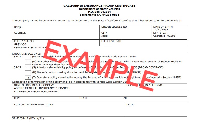 SR22 filing process