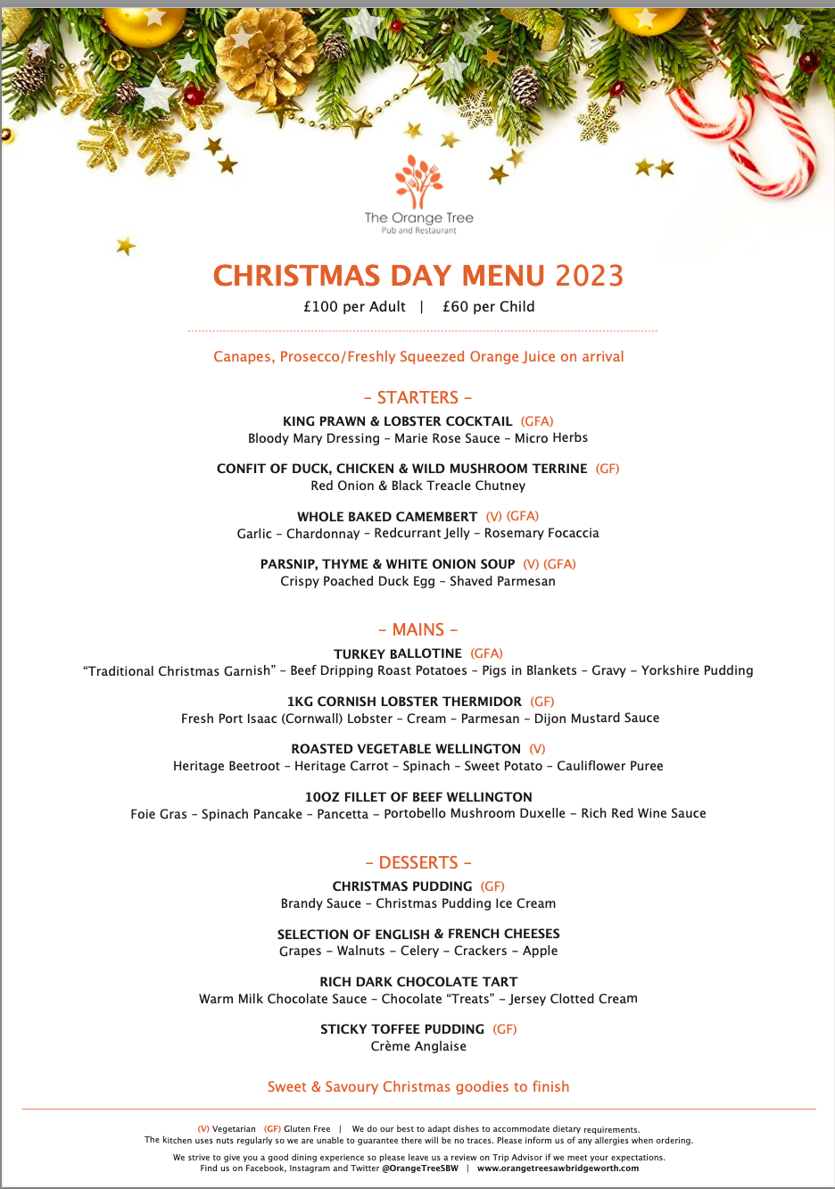 Menu The Orange Tree