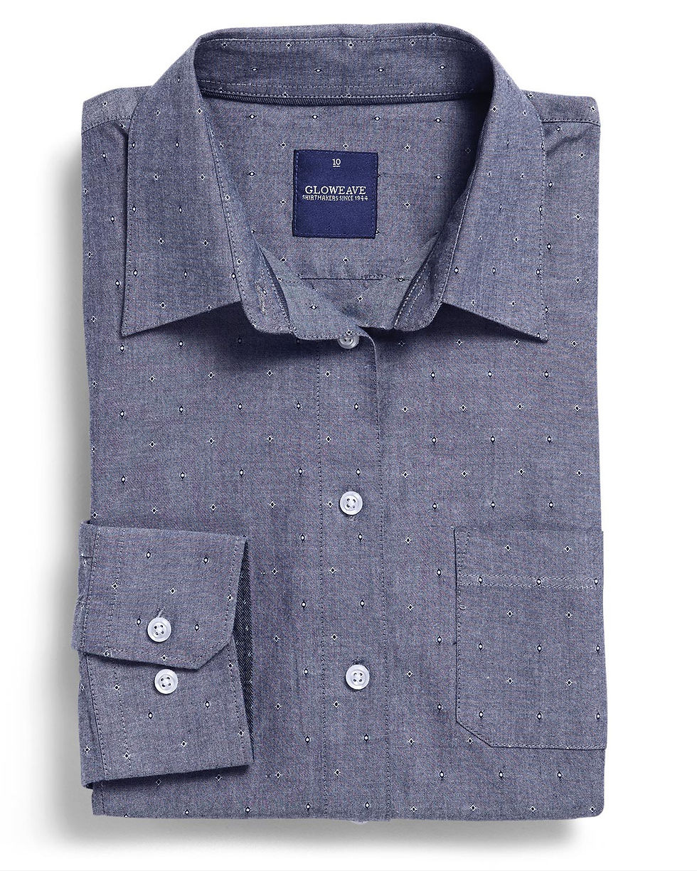 Womens Dobby Spot 100% Cotton Denim Shirt