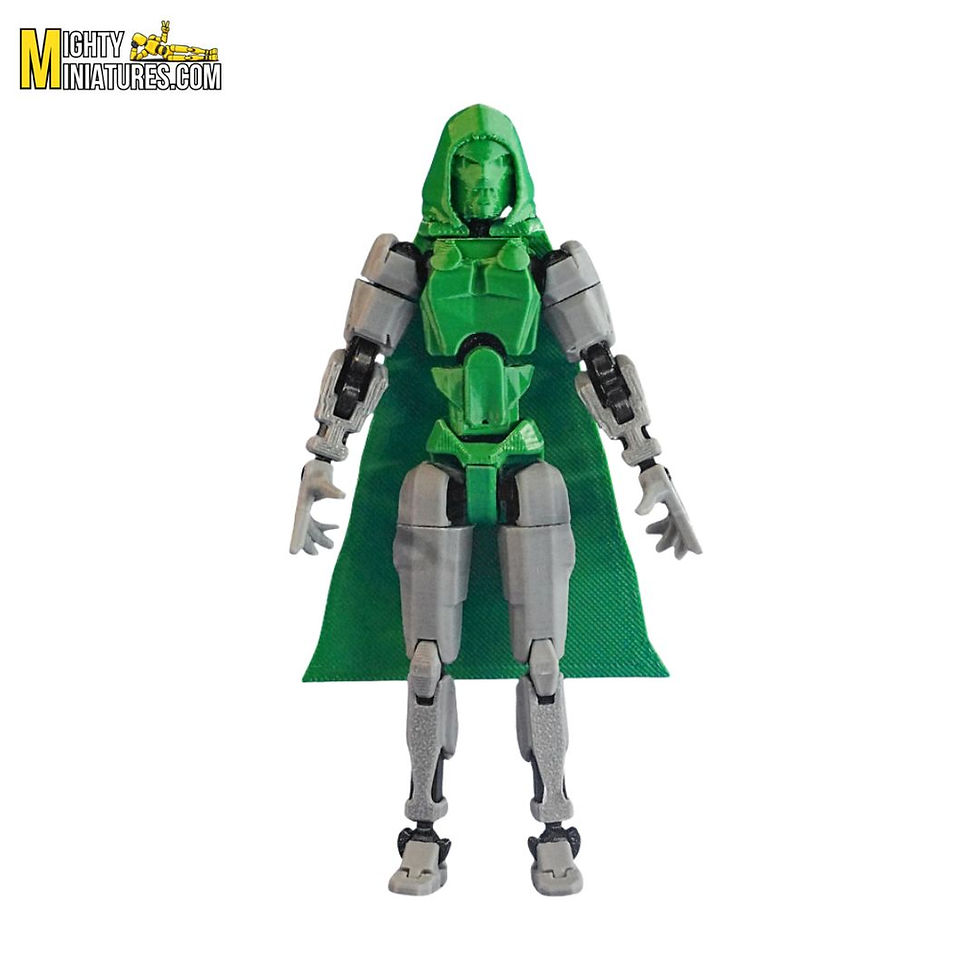 Thumbnail: Mighty Miniatures Dr. Doombringer Prime Action Figure – Hooded Armored Villain Collectible (Green & Silver)  14 CM Poseable M