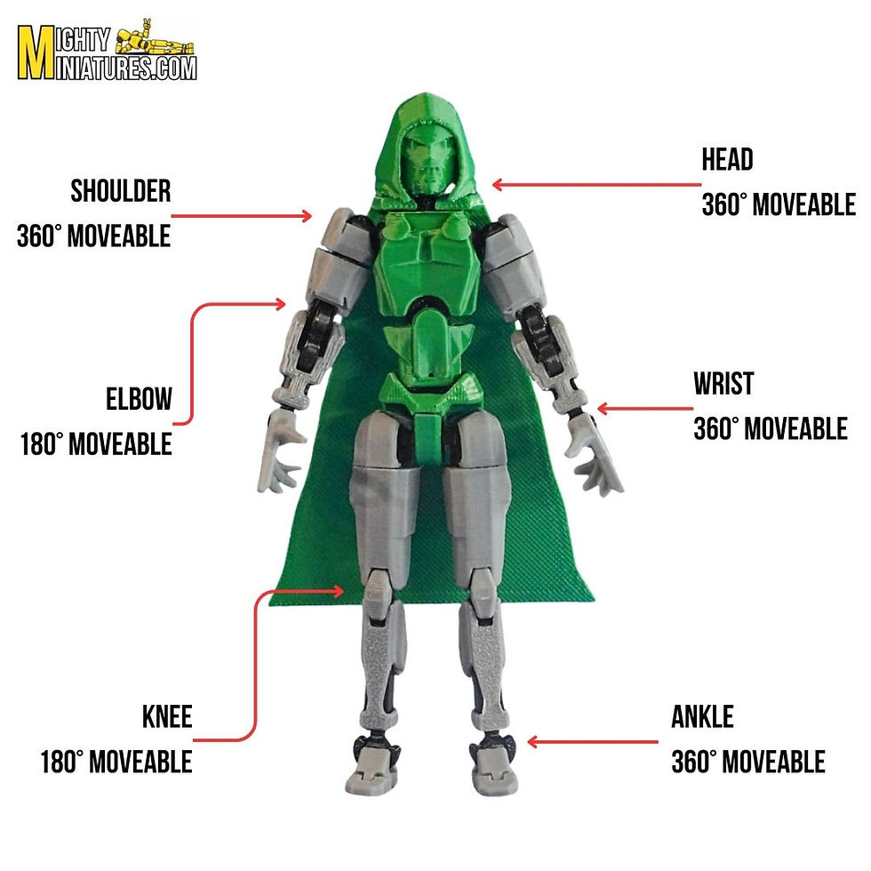 Thumbnail: Mighty Miniatures Dr. Doombringer Prime Action Figure – Hooded Armored Villain Collectible (Green & Silver)  14 CM Poseable M