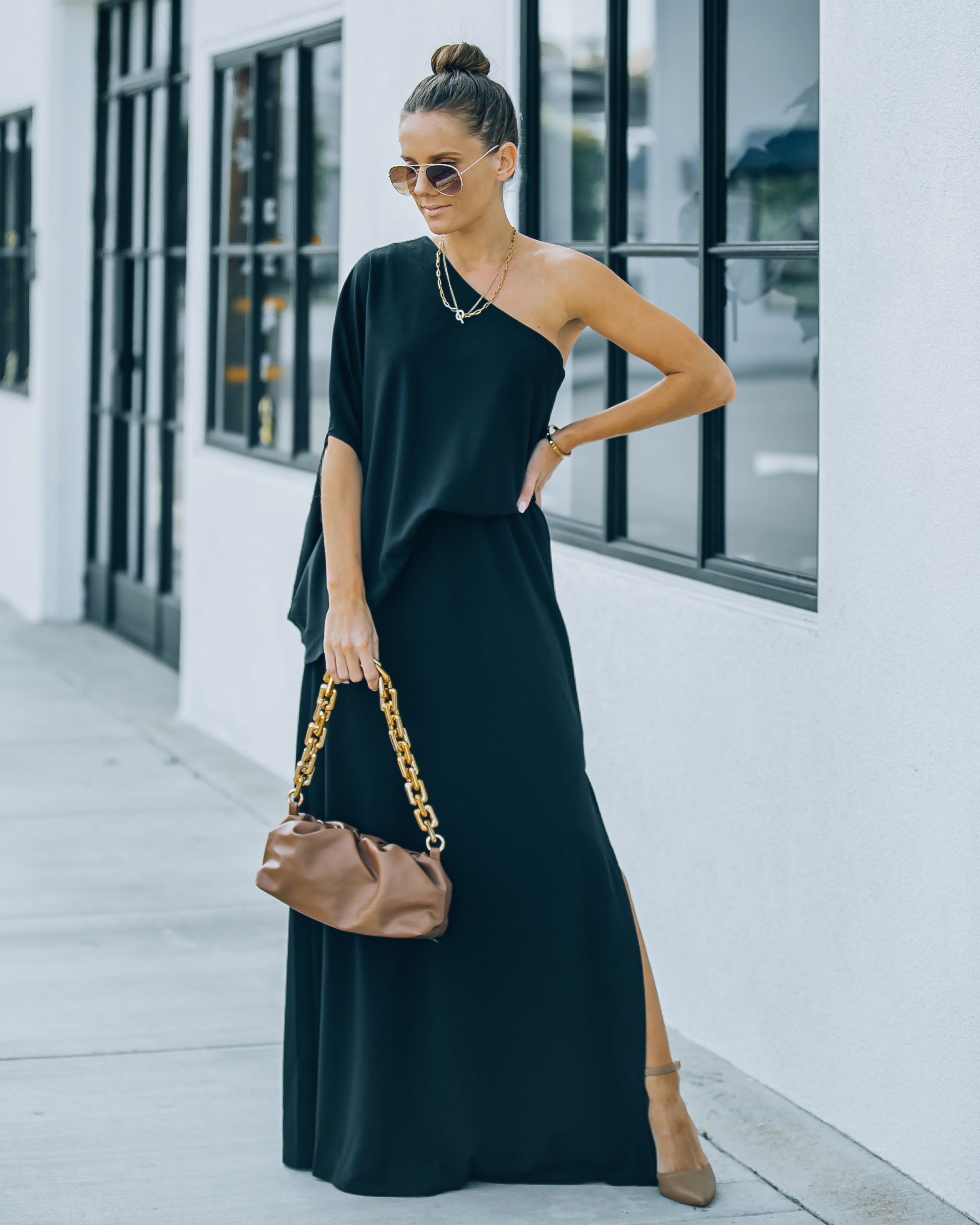 ONE SHOULDER STATEMENT MAXI DRESS