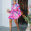 Thumbnail: ADJUSTABLE BALLOON SLEEVE DRESS - FUCHSIA