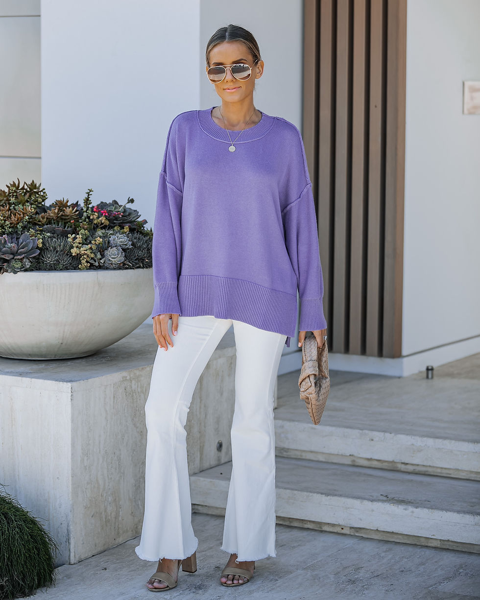 Thumbnail: REVERSE DETAIL SWEATER TOP - LAVENDER