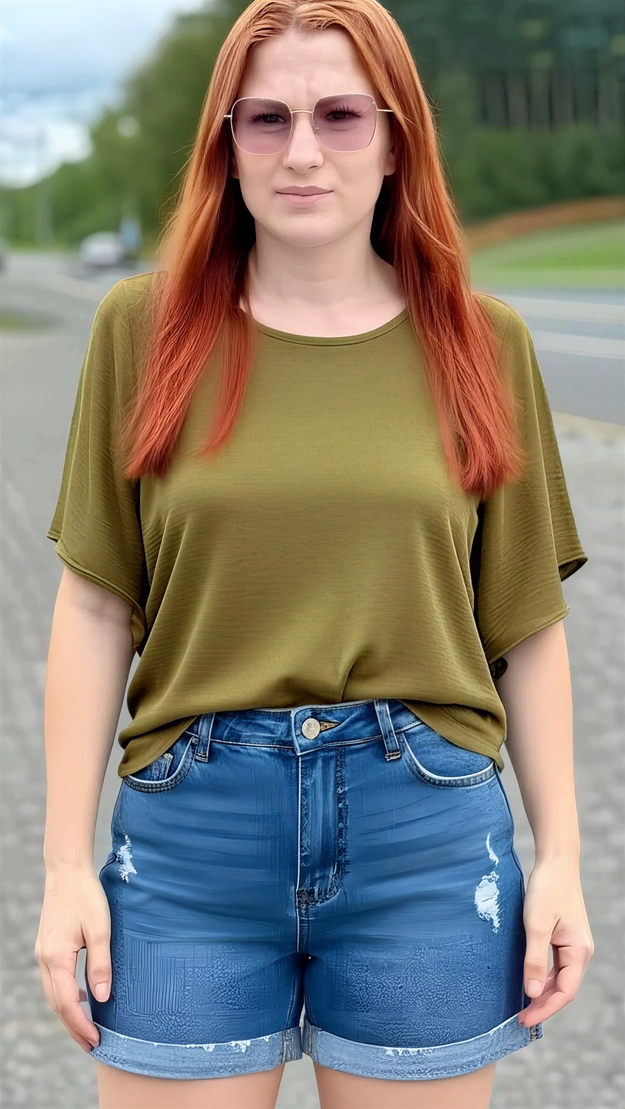 BLUSA MANGA FLAIR - VERDE MILITAR
