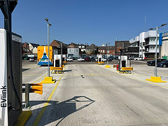 EVlink charging stations in a parking area for projects.