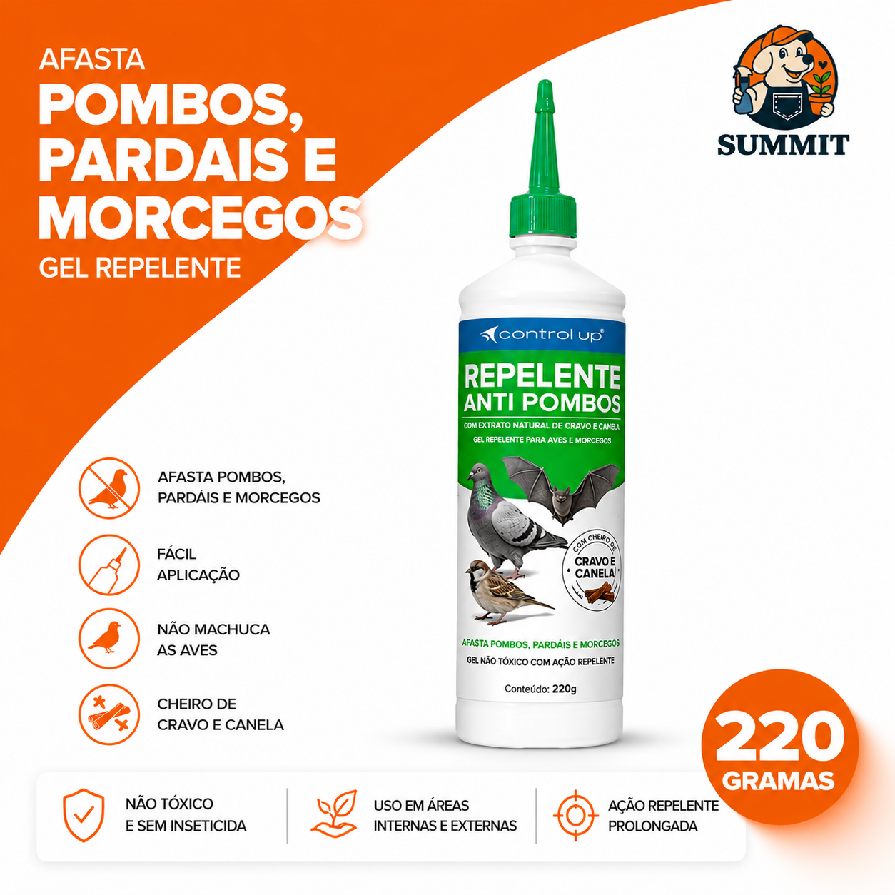 Afasta Espanta Aves Pombos Morcego Pardal Gel Repelente 220g