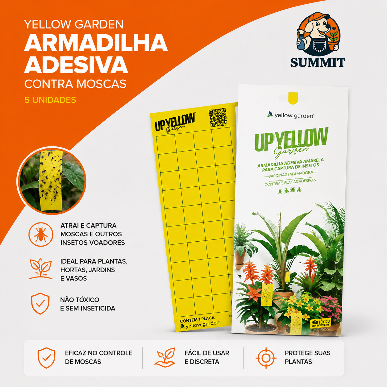 Yellow Garden Armadilha Amarela Adesiva Contra moscas. 5 unidades.