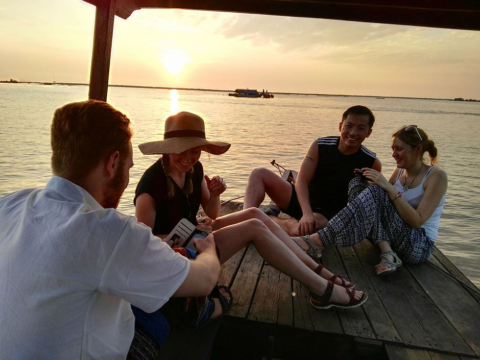 Friends enjoying the Tonle Sap!